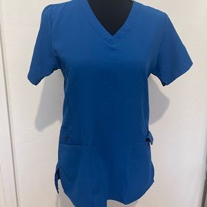 Solid blue scrub top